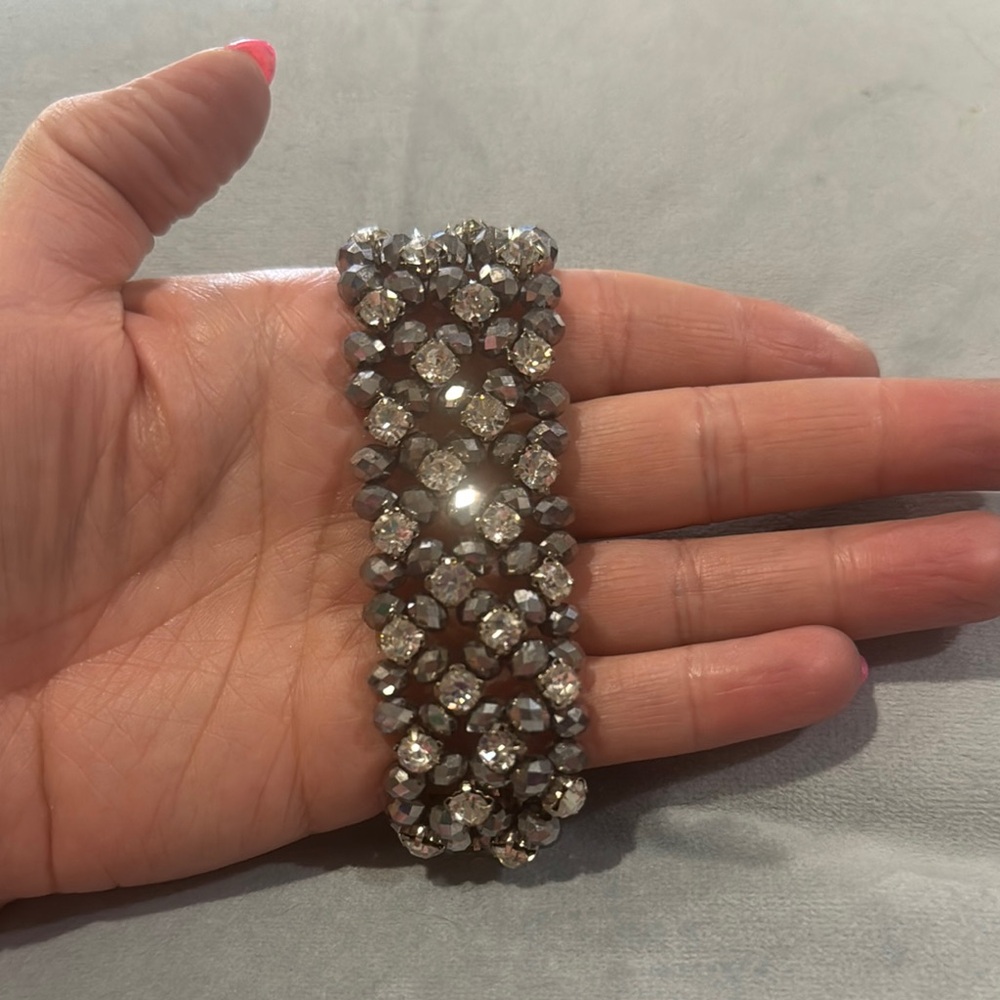 Glamorous Silver Rhinestone Bracelet - Picture 2 of 3